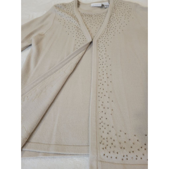 NWT Women's Croft & Barrow Size M Cream Beaded Sweater, Shell Attached - Picture 9 of 16